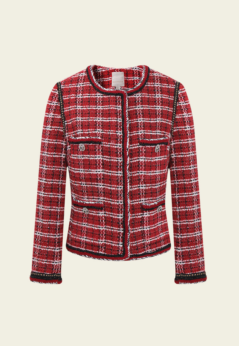 MOISELLE Plaid Couture Tailored Tweed Jacket - Main Image