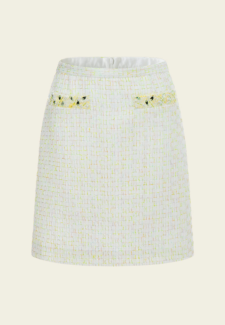 Candy Checked Embellished-trim A-line Skirt