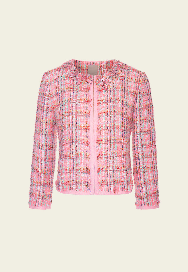Structured Frayed-detail Checked Jacket