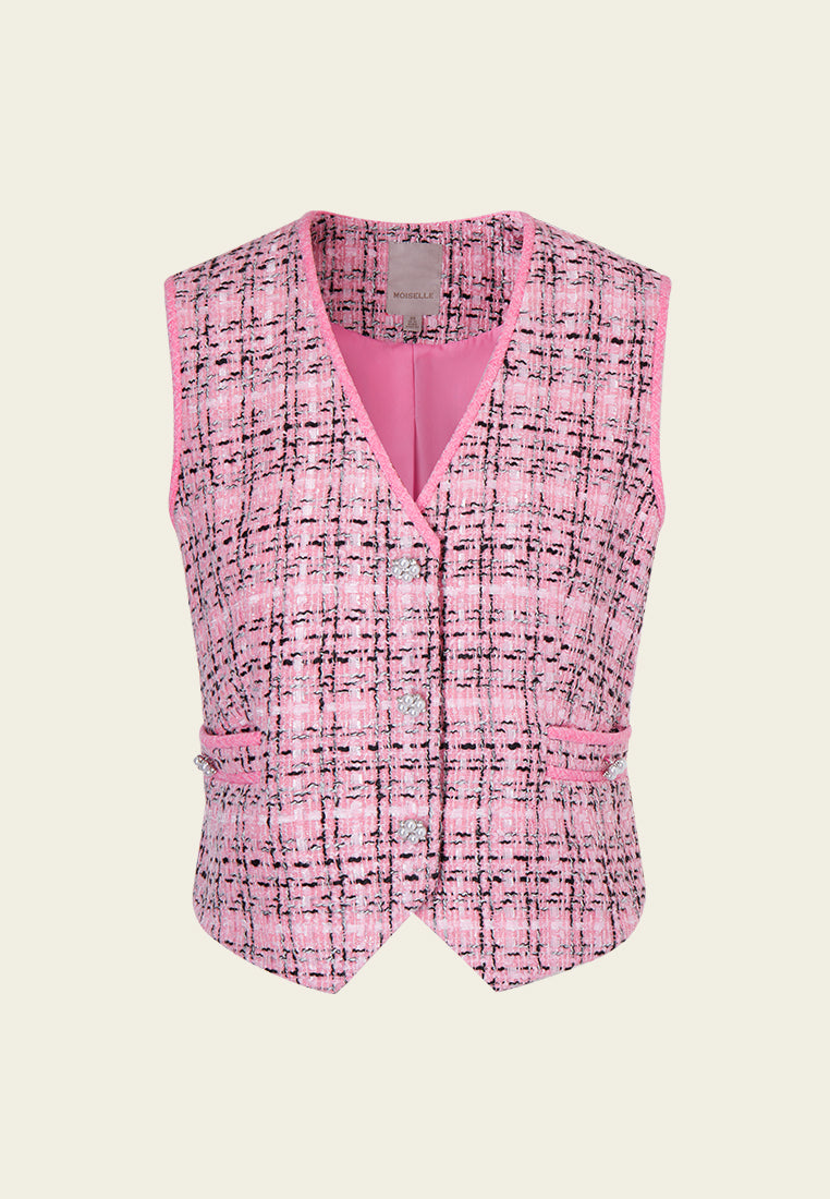 Pink tweed waistcoat sale