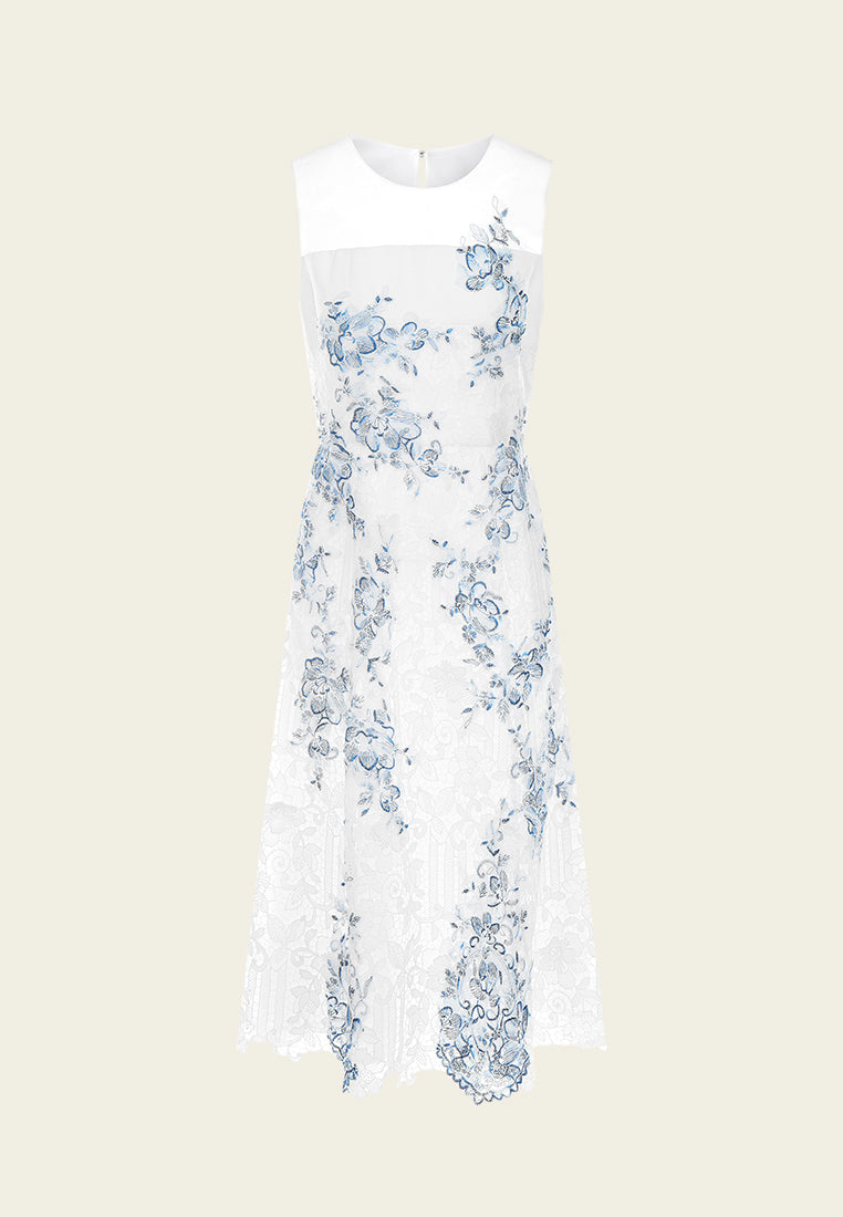Lace and Embroidery Sleeveless Dress