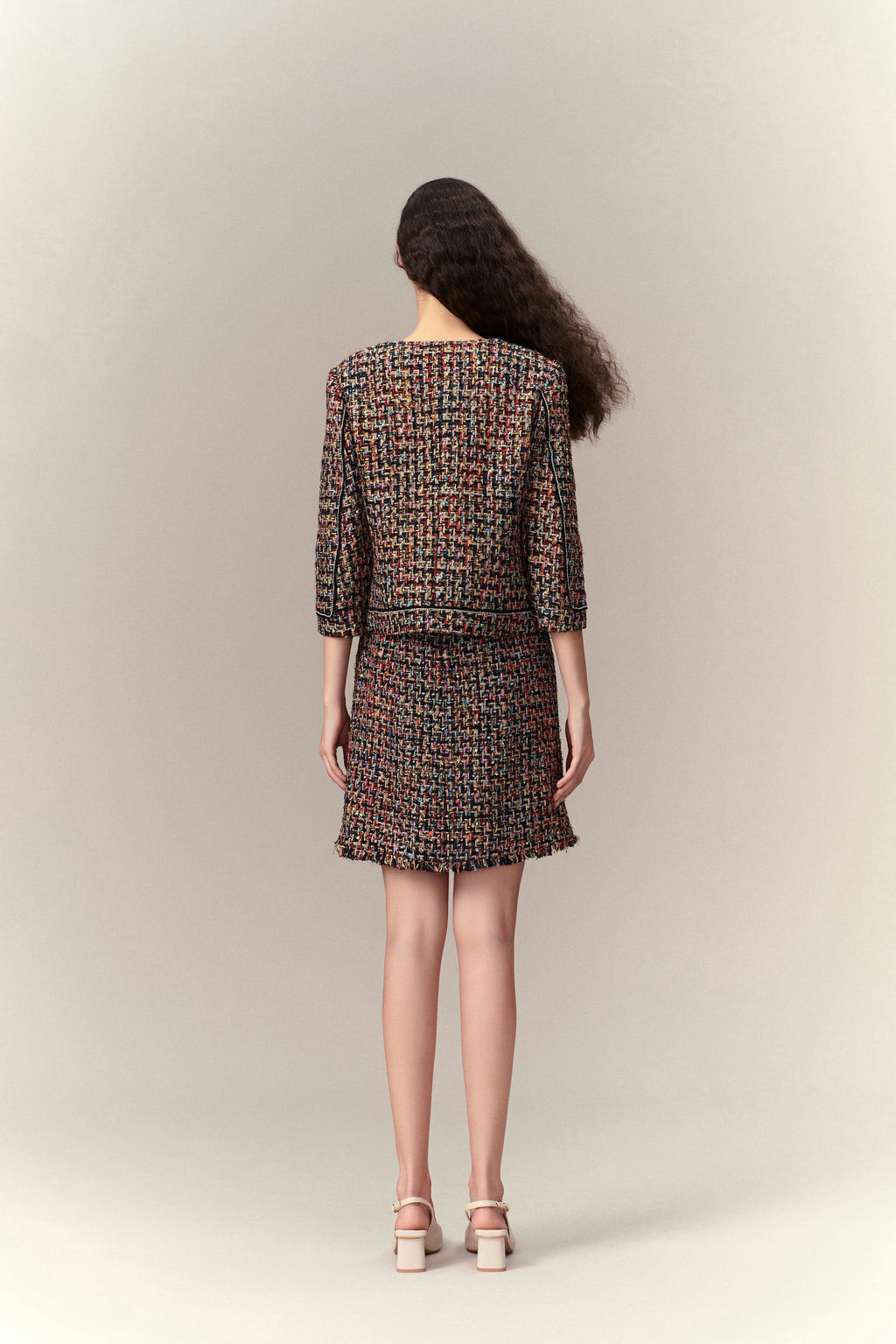Tweed & Sequin Jacket w/ Patch Pockets