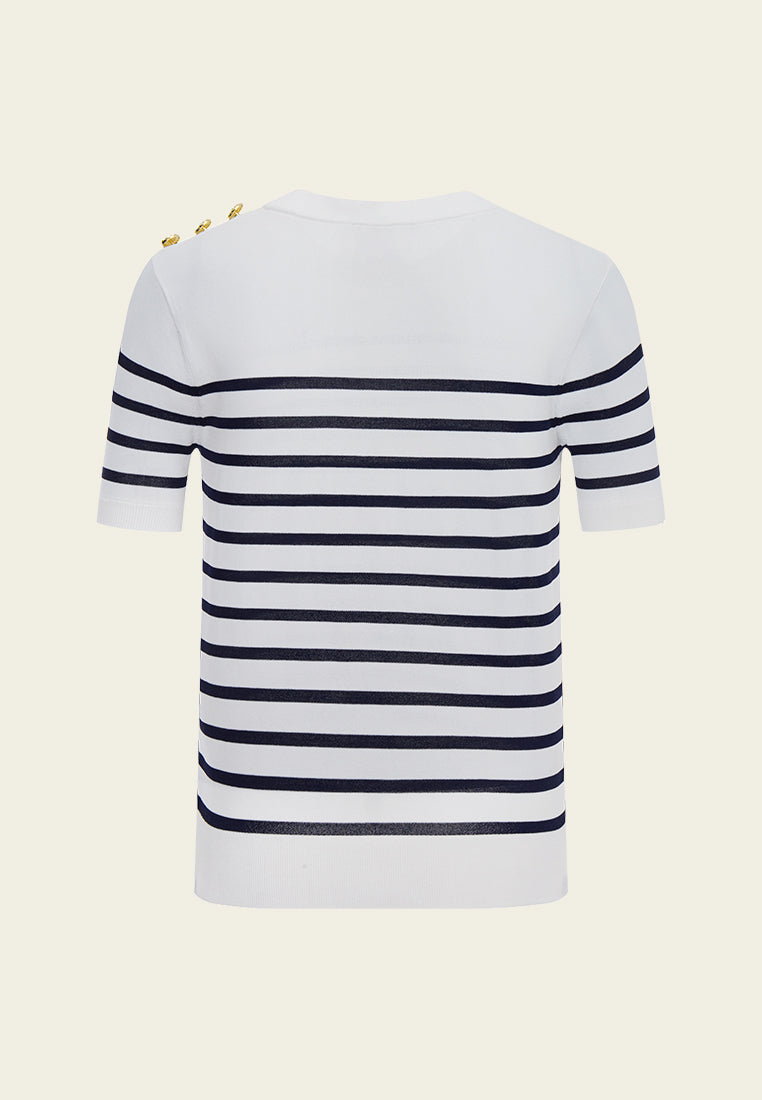 Navy Blue Stripped Knitted Top