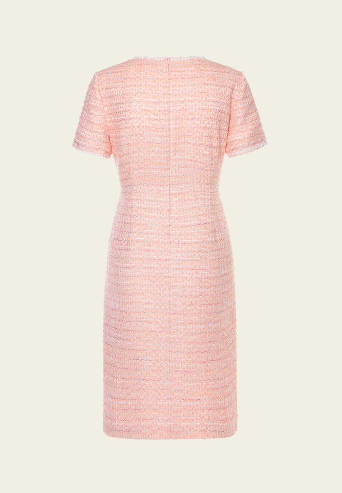 Contrasting Embellished-trim Flap-pocket Dress