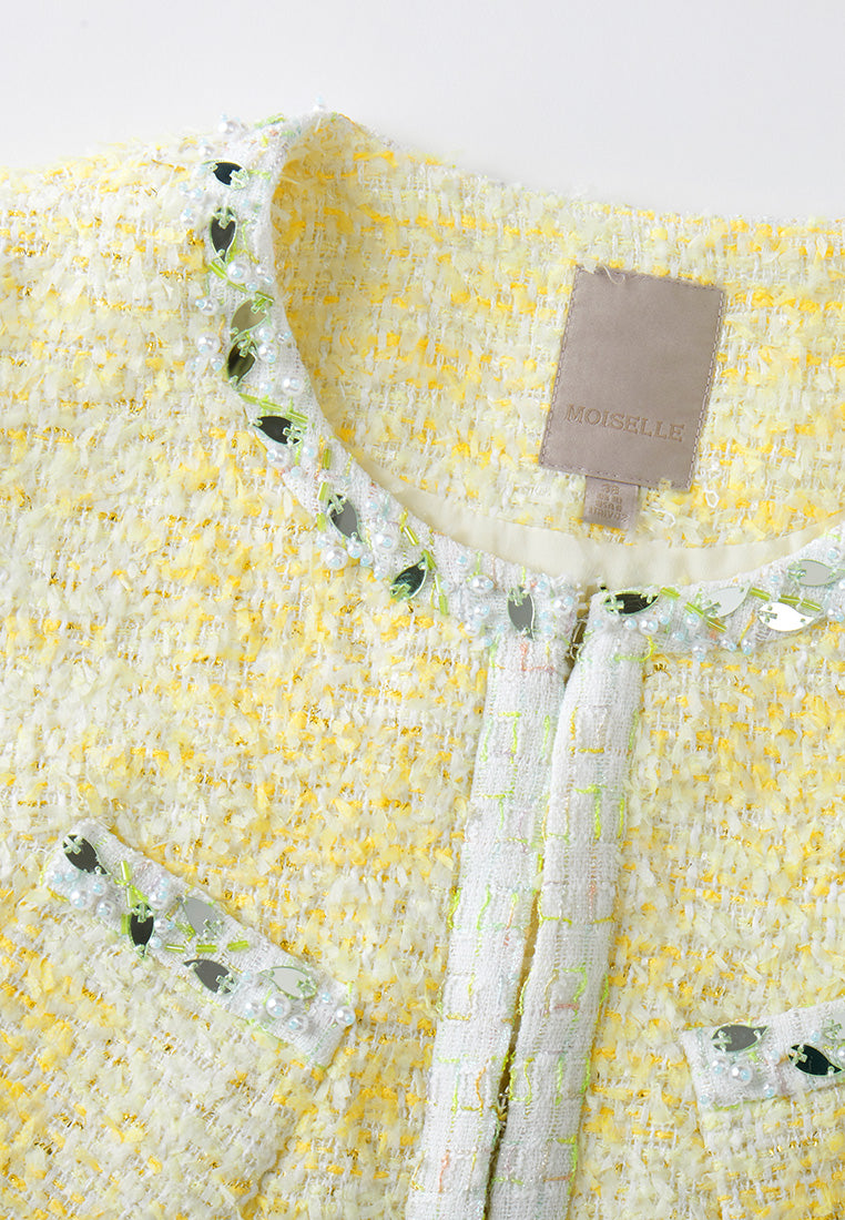 Flower-detail Embellished-trim Patch-pocket Waistcoat