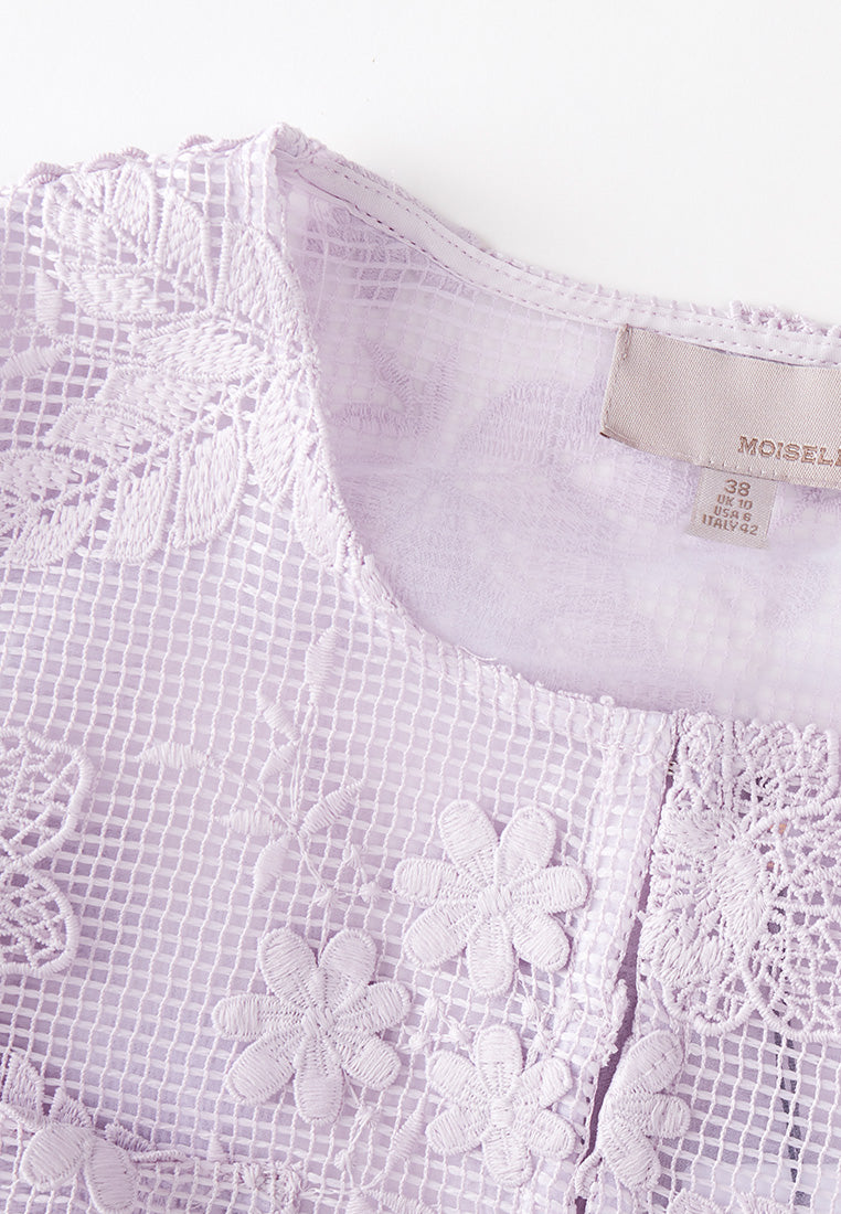 Lilac Mid Sleeves Lace Jacket – MOISELLE