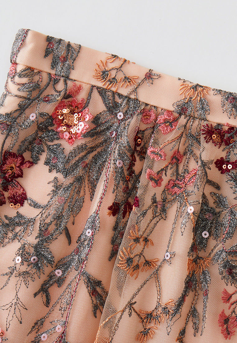 MOISELLE Fantasy Forest Embroidered Mesh Skirt