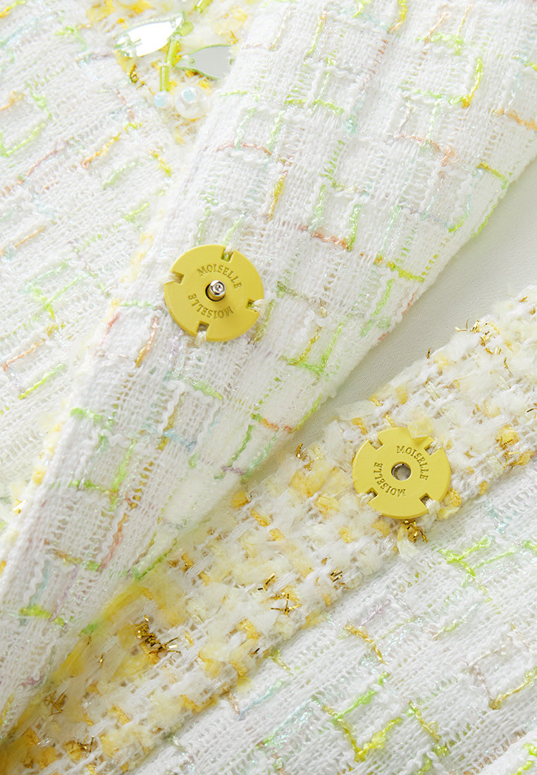 Candy Checked Embellished-trim Patch-pocket Jacket