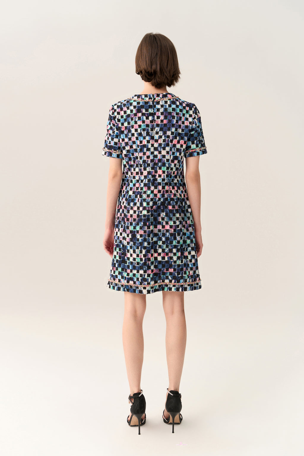 MOISELLE Gradient Checker Pattern Dress