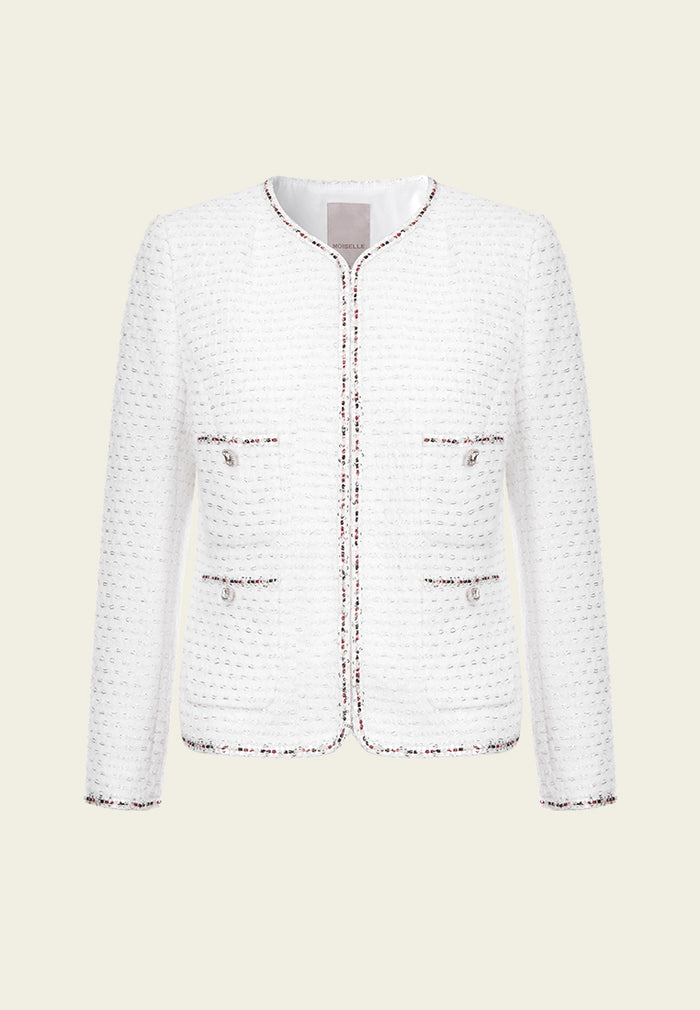 White Lurex Lightweight Tweed Jacket