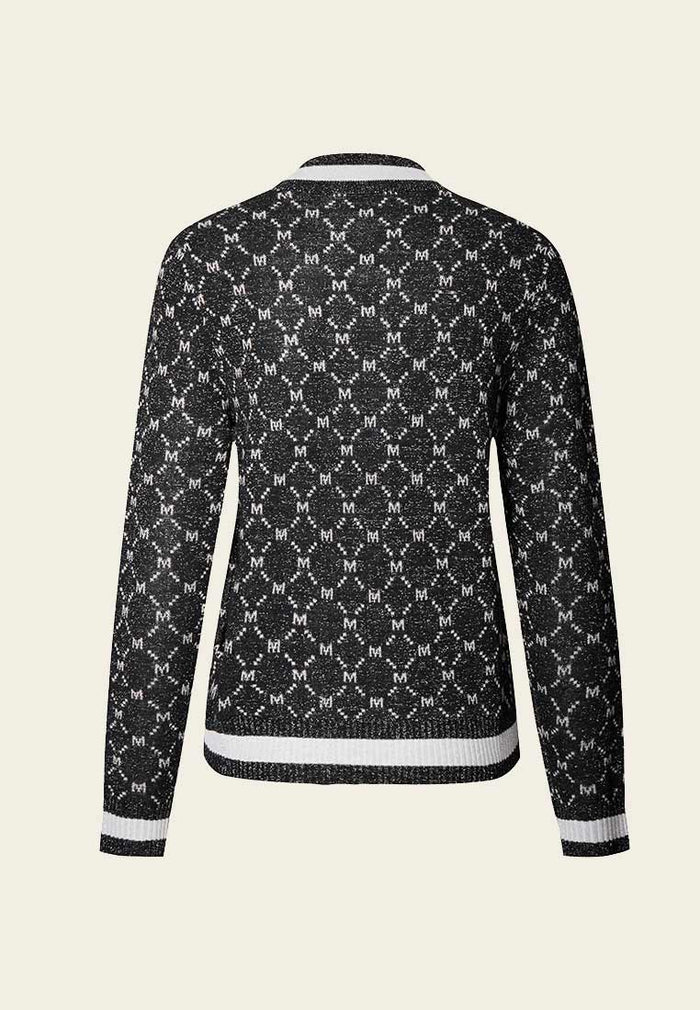 Black MOISELLE Monogram Knit Zip-up Sweater - MOISELLE