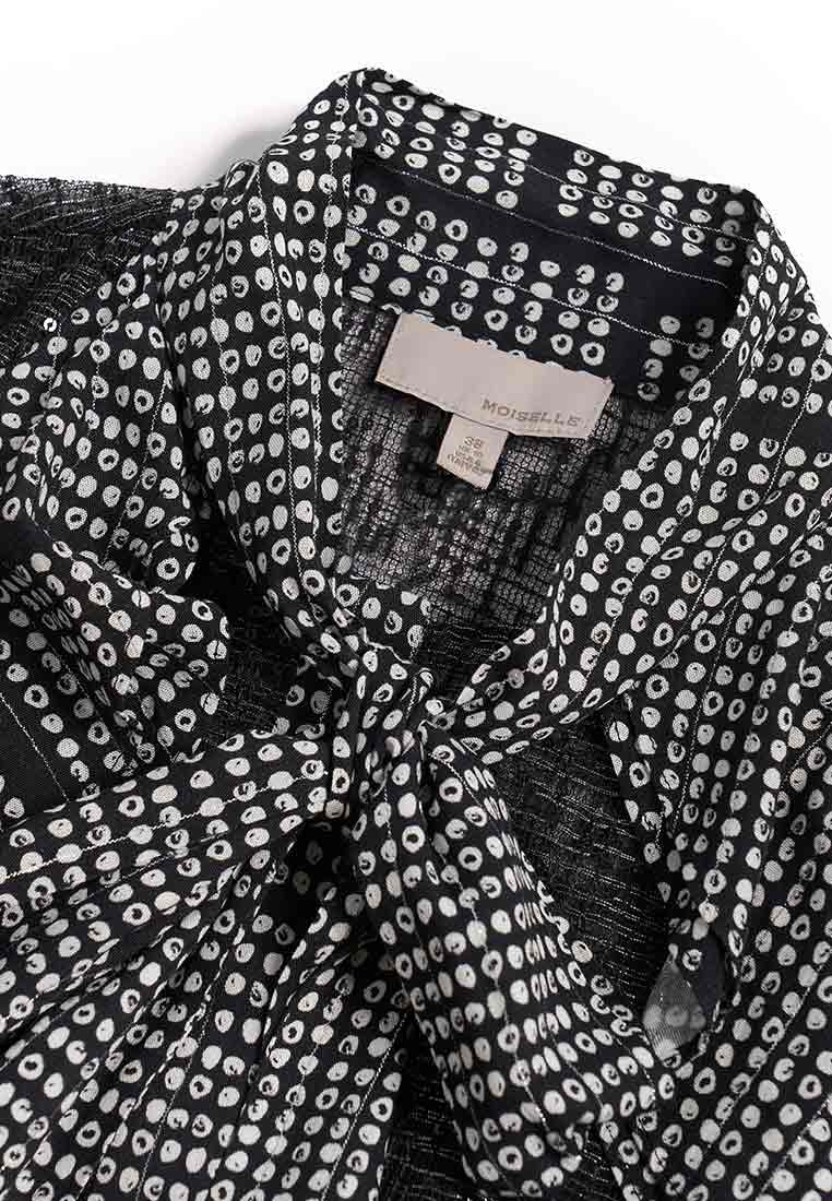 Black Sequin-detail Mesh Patchwork Shirt – MOISELLE
