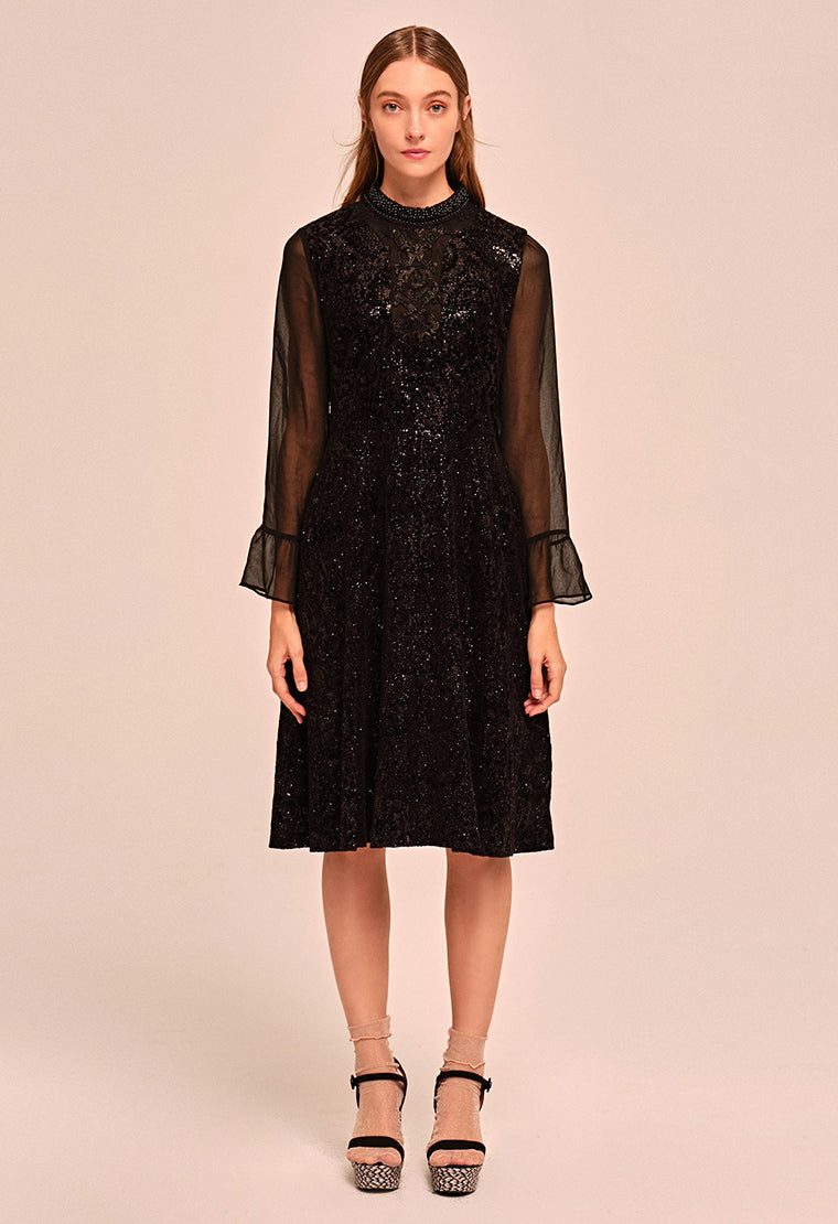 Black See-through velvet evening dress – MOISELLE