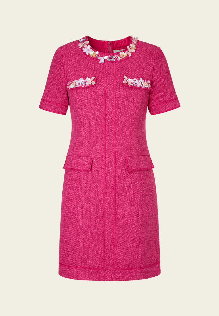 Dolly Vibrant Pink Embellished Dress