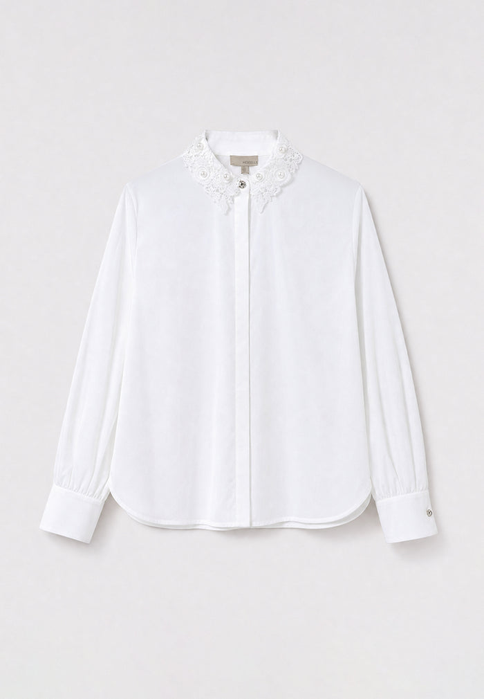 Blanc Dentelle Fleurie Blouse