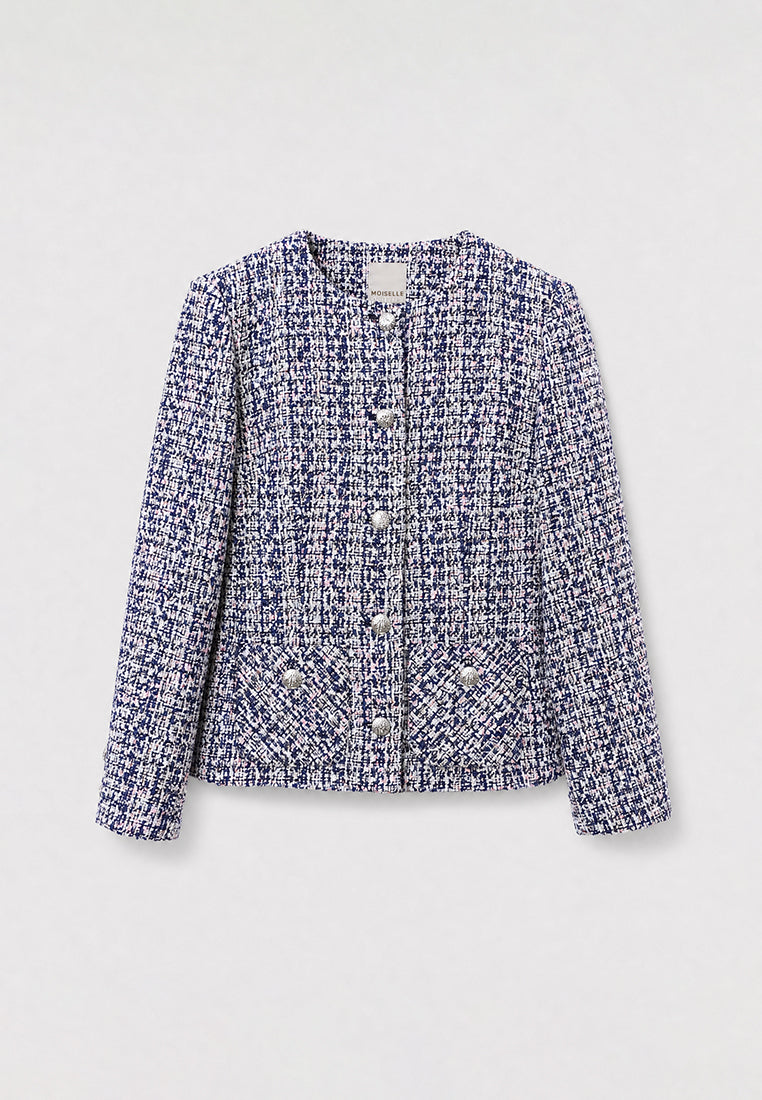 Bleu Rosé Tweed Élégance Jacket
