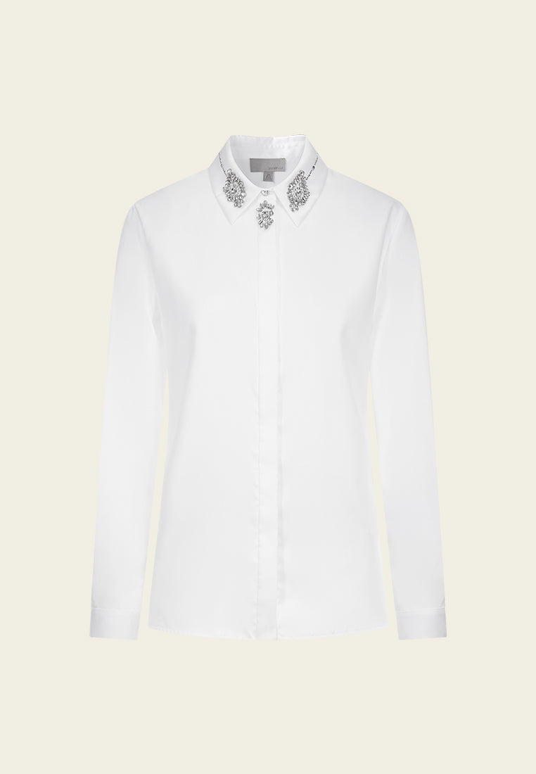 Crystal-embellished Lapel Shirt