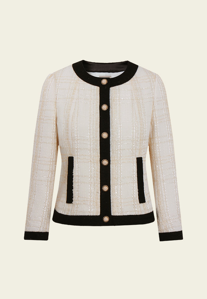 Lurex-Checked Tweed Jacket
