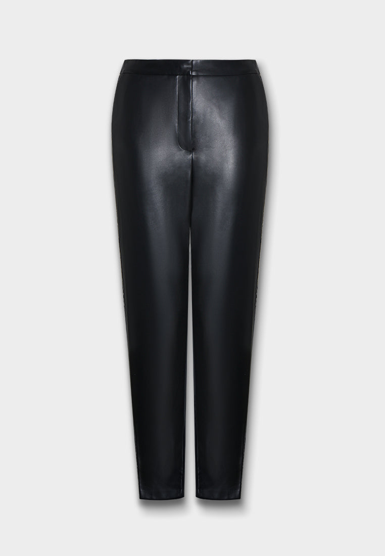 Noir Lustré Straight-Leg Pants