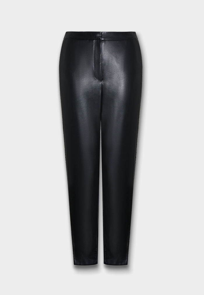 Noir Lustré Straight-Leg Pants
