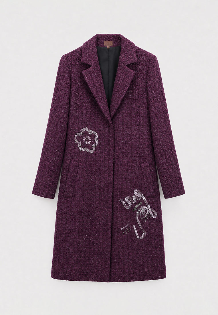 Violet Tweed Fleur Argent Coat