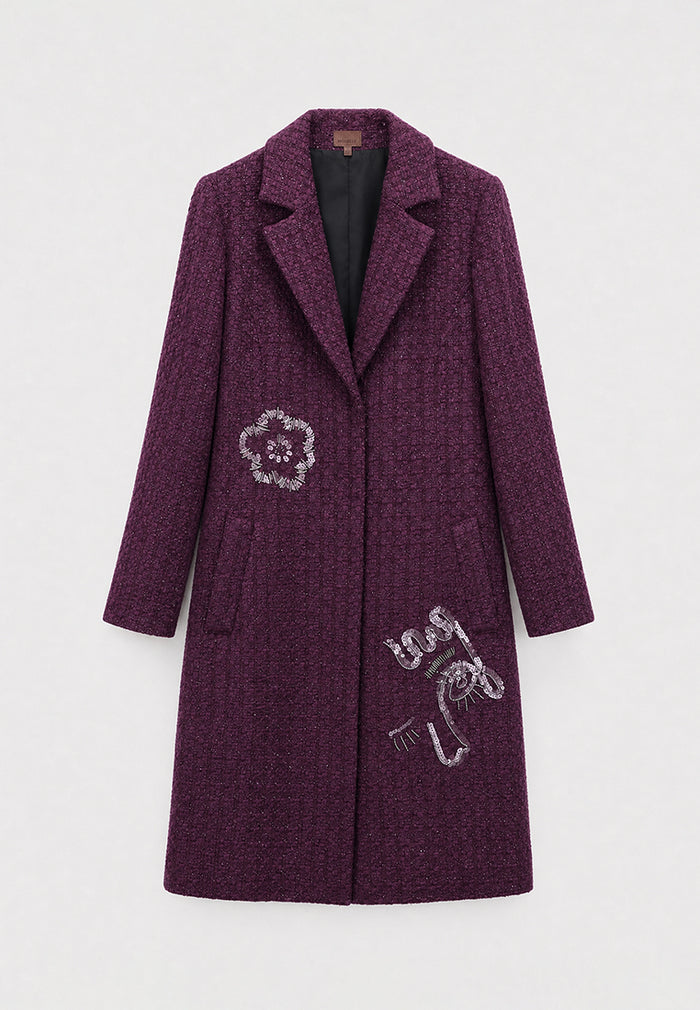 Violet Tweed Fleur Argent Coat