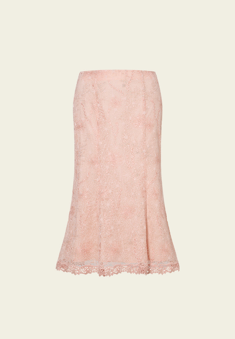 Sequin-detail Fishtail Lace Skirt