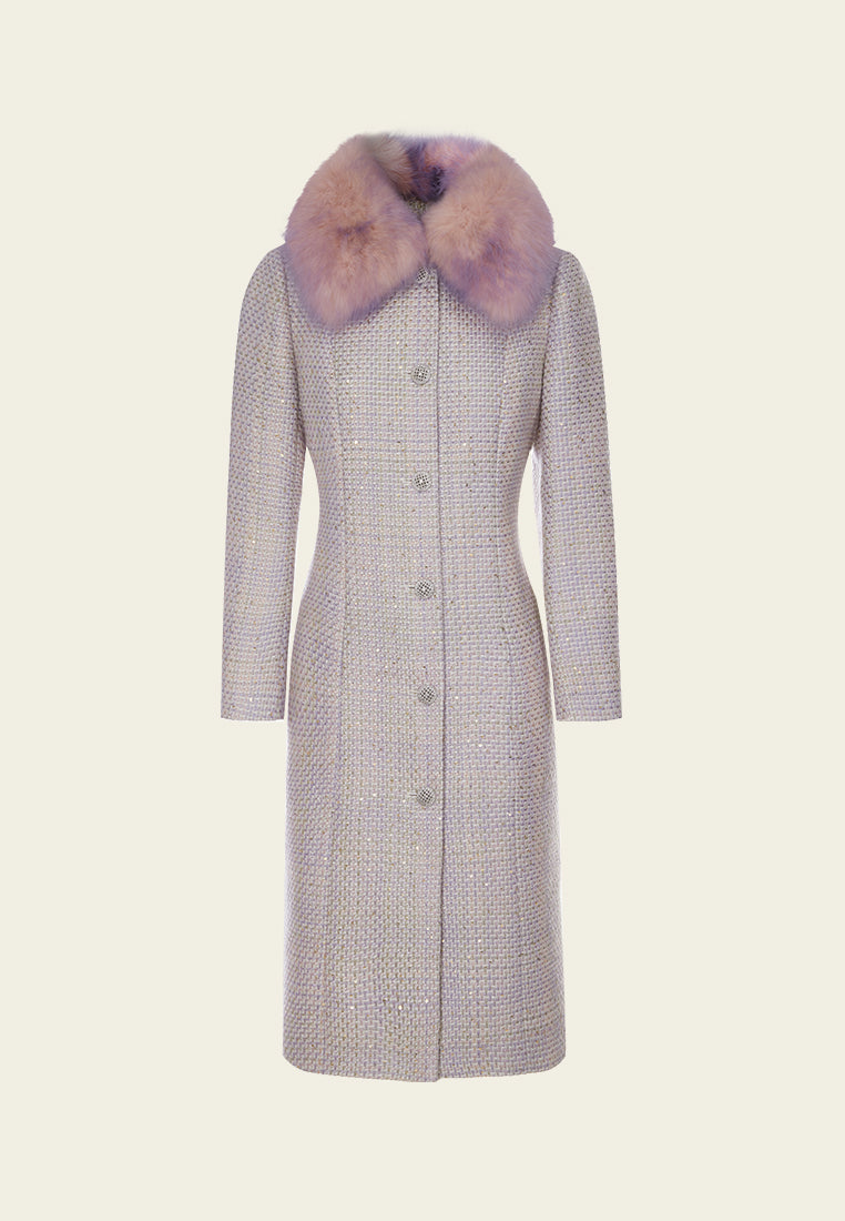 Gradient-effect Fur-detail Coat