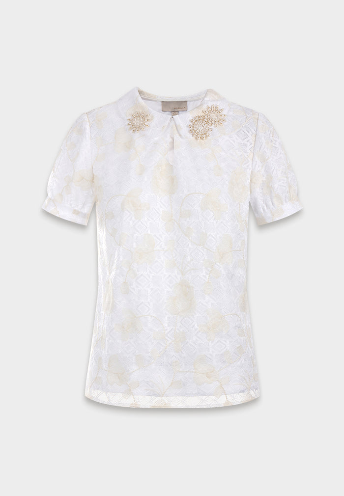 Ivory Bloom Embellished Blouse