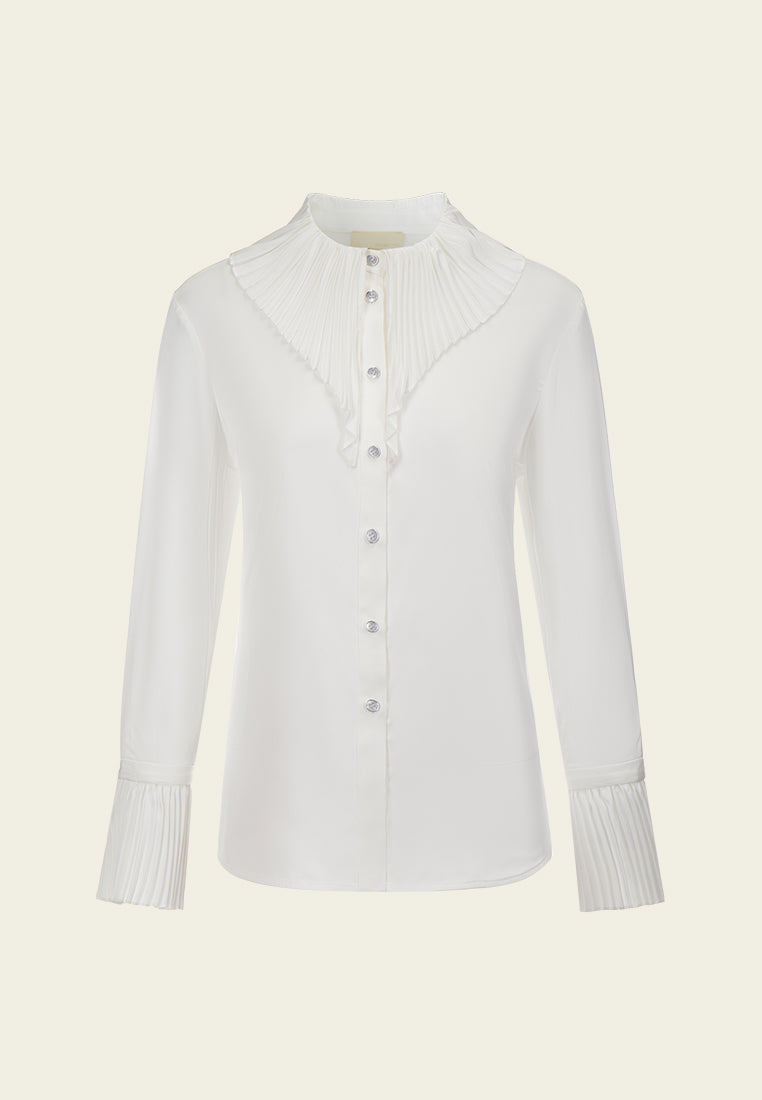 Oversize Pleated Lapel and Cuff Shirt