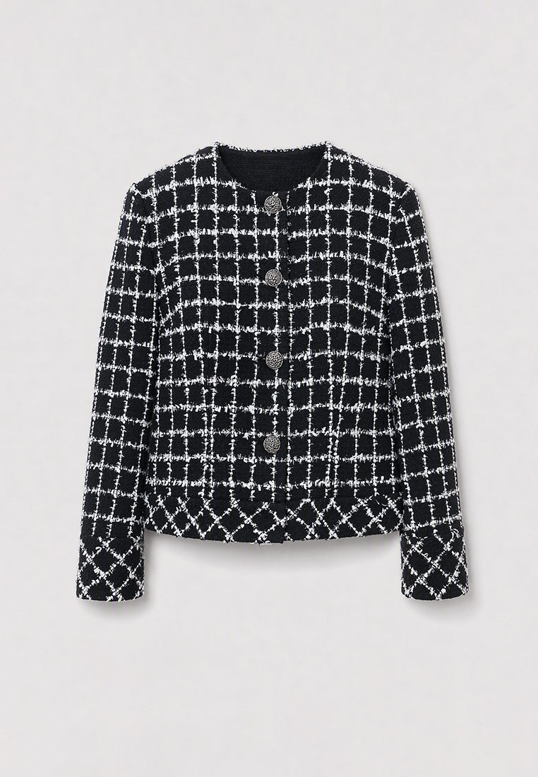 Noir Blanc Tweed Carreau Jacket