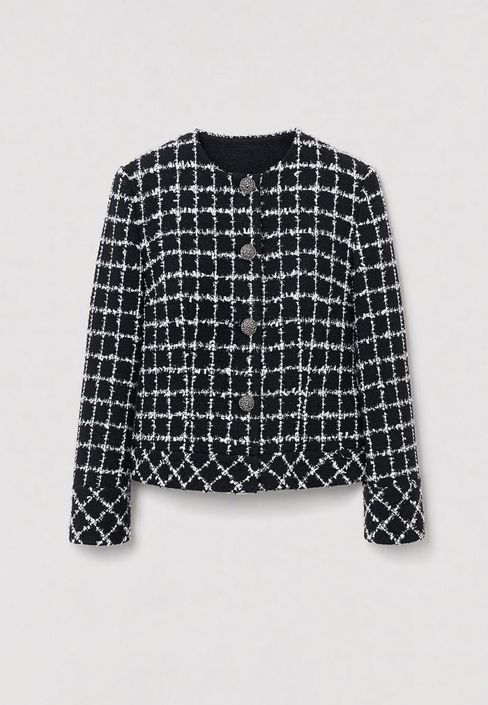 Noir Blanc Tweed Carreau Jacket