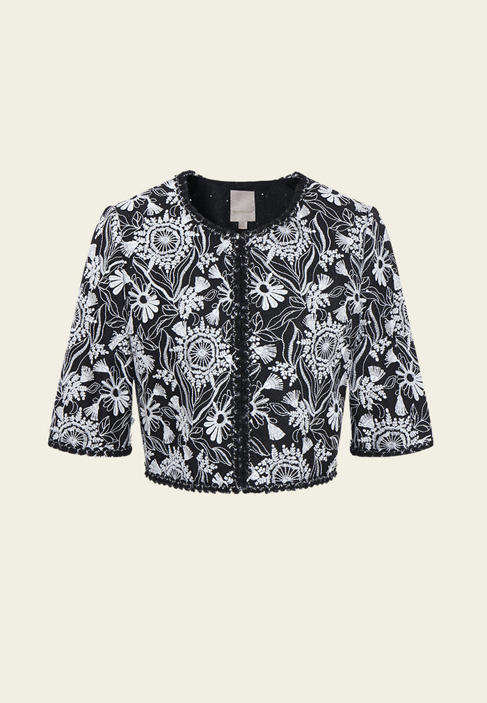 Contrast Appliqué Beaded-edge Jacket