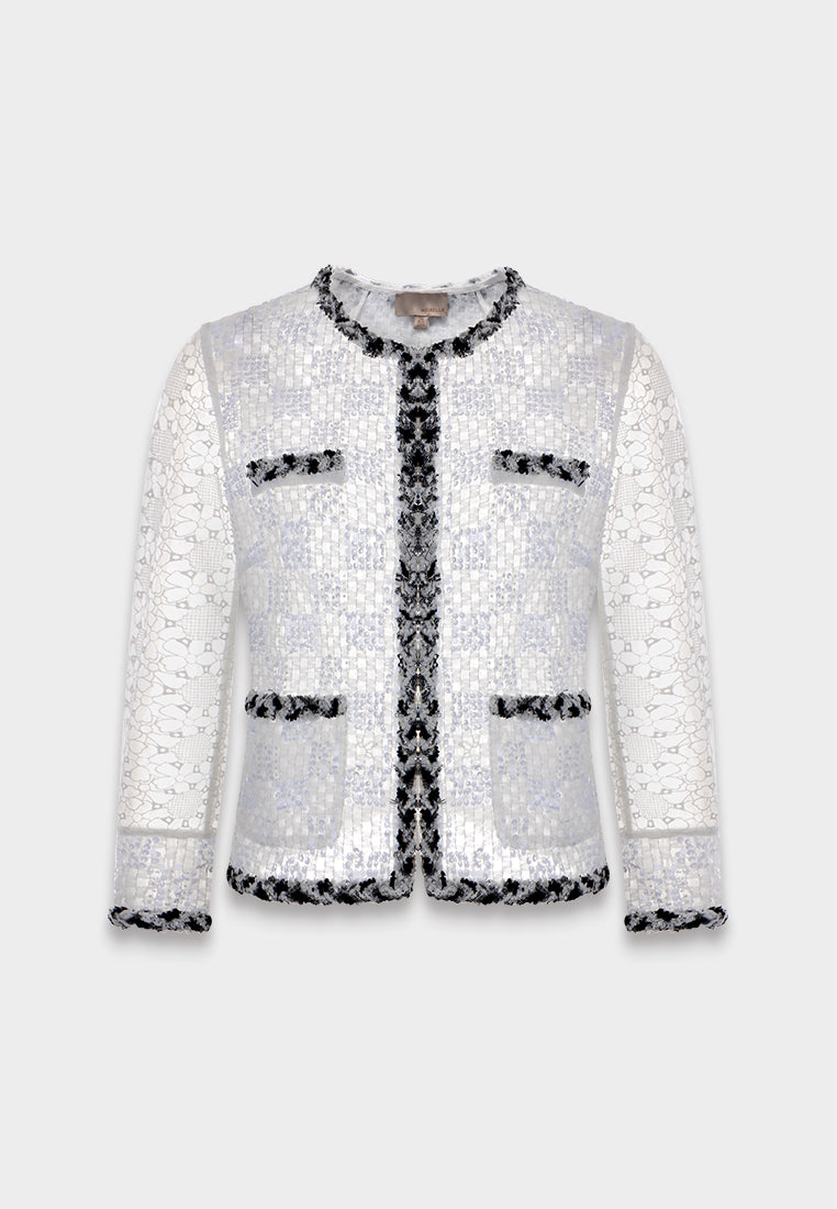 Contrast Lace Sequin Jacket