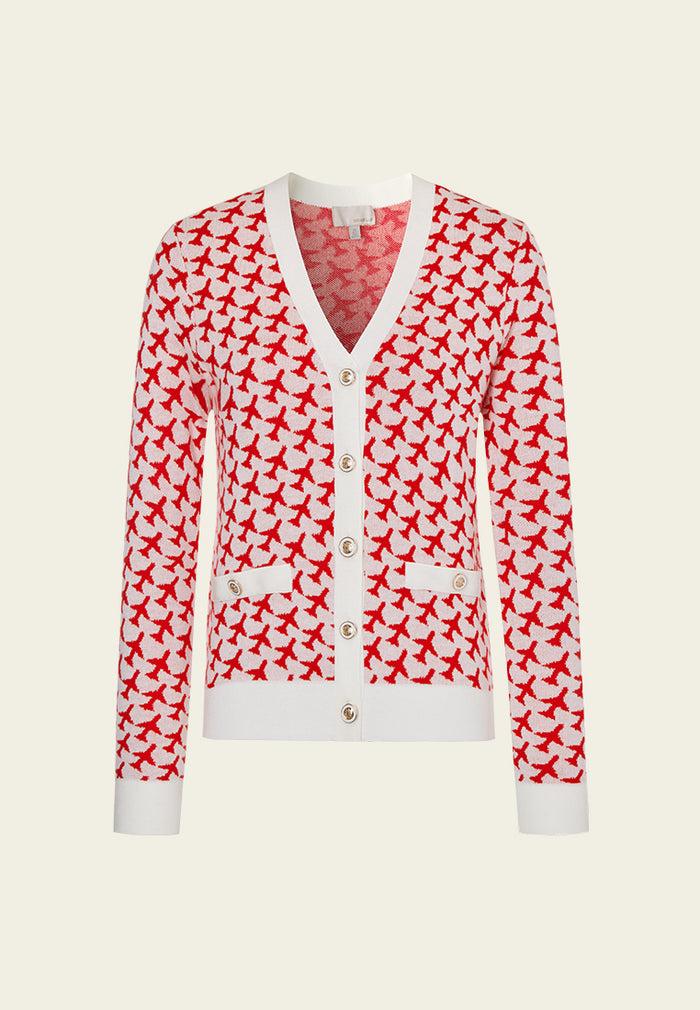 Red Patterned Knit Cardigan MOISELLE