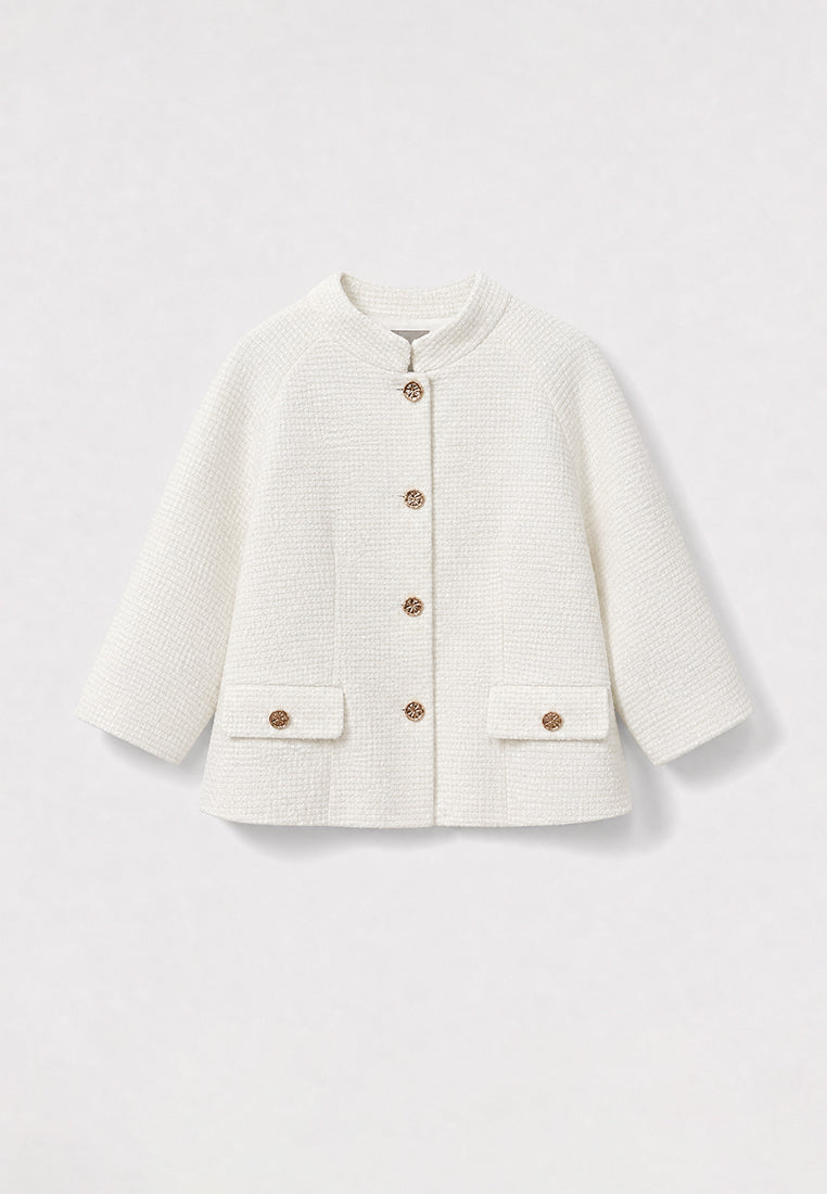 Blanc Tweed Bouton Doré Jacket