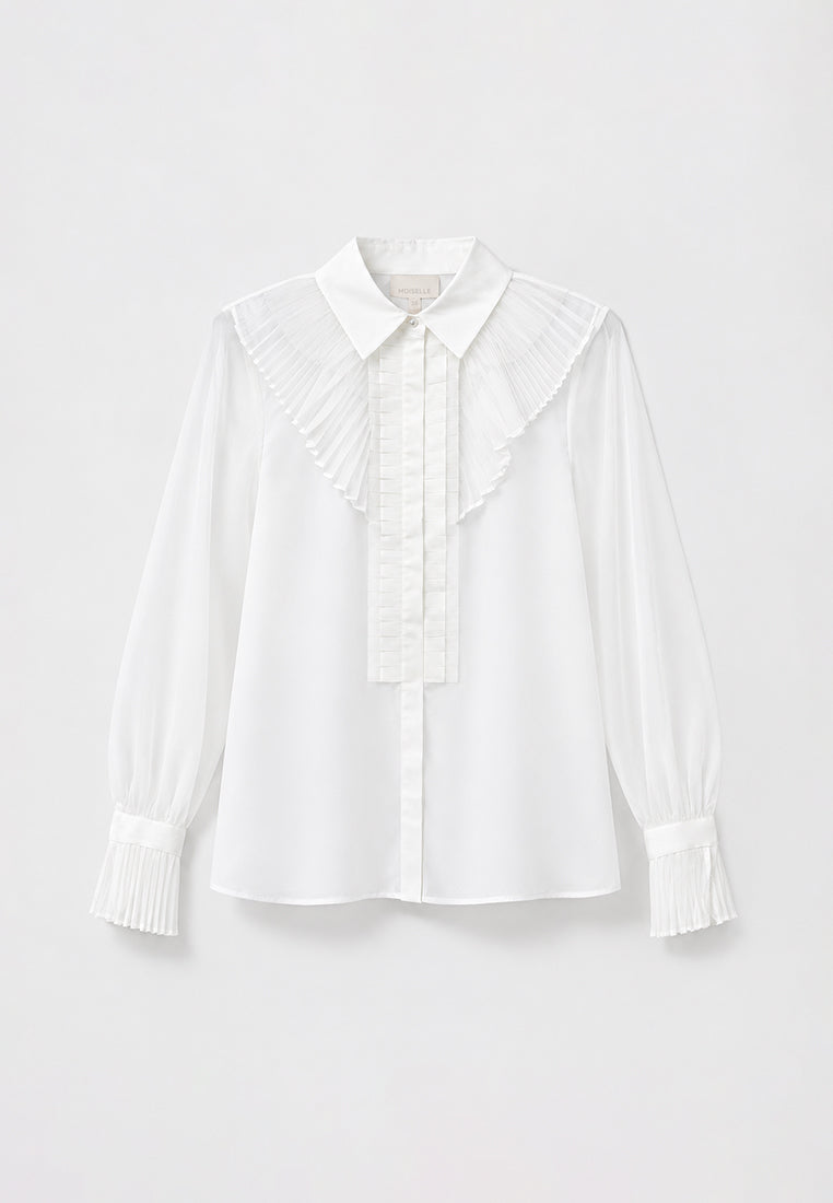 Blanc Plissé Couture Blouse