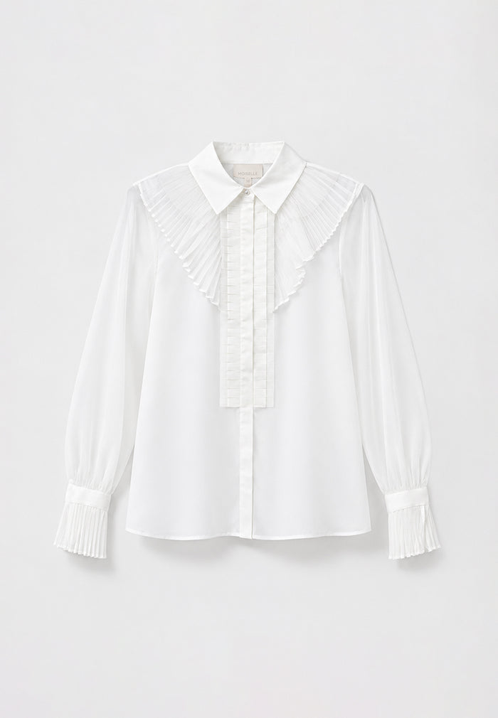Blanc Plissé Couture Blouse