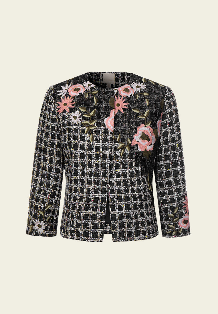 Sequine-detail Embroidered Cropped Jacket