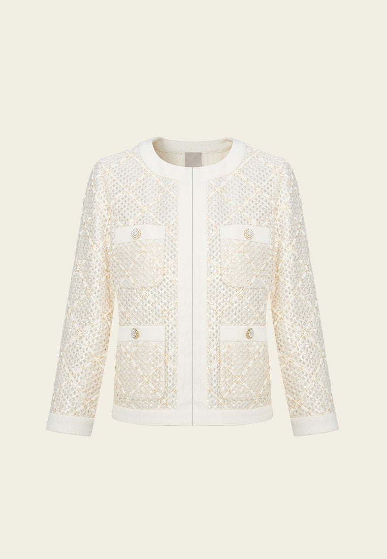 Diamond-pattern Pocketed Jacket