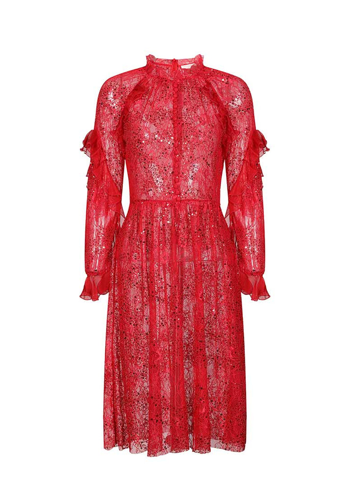 Rouge Dentelle Éclat Dress