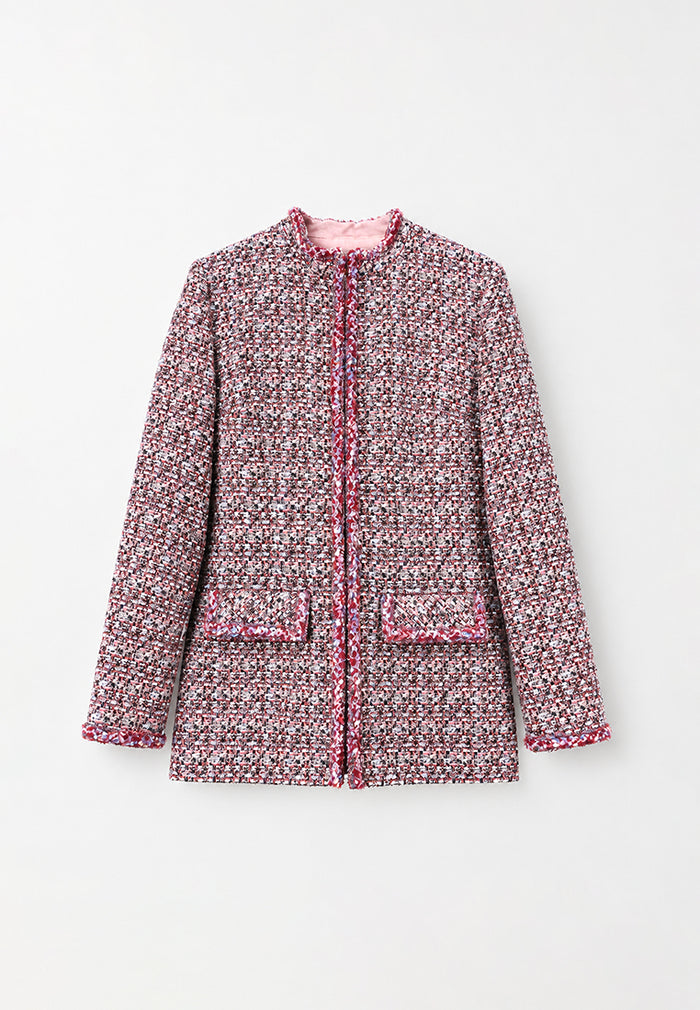 Rose Tweed Carreau Tresse Jacket