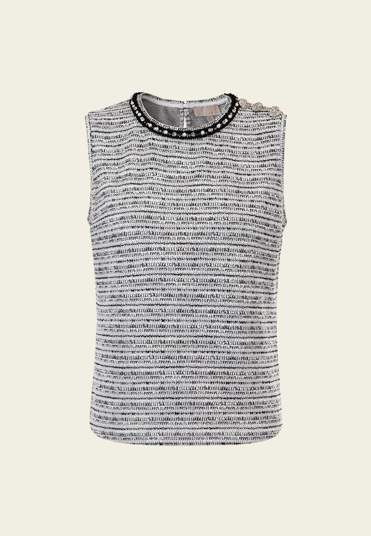 Knitted Mixed Lurex-detail Embellished Sleeveless Top