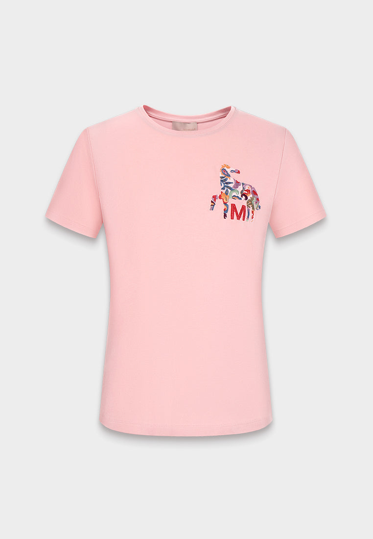Floral Horse Embroidery T-Shirt