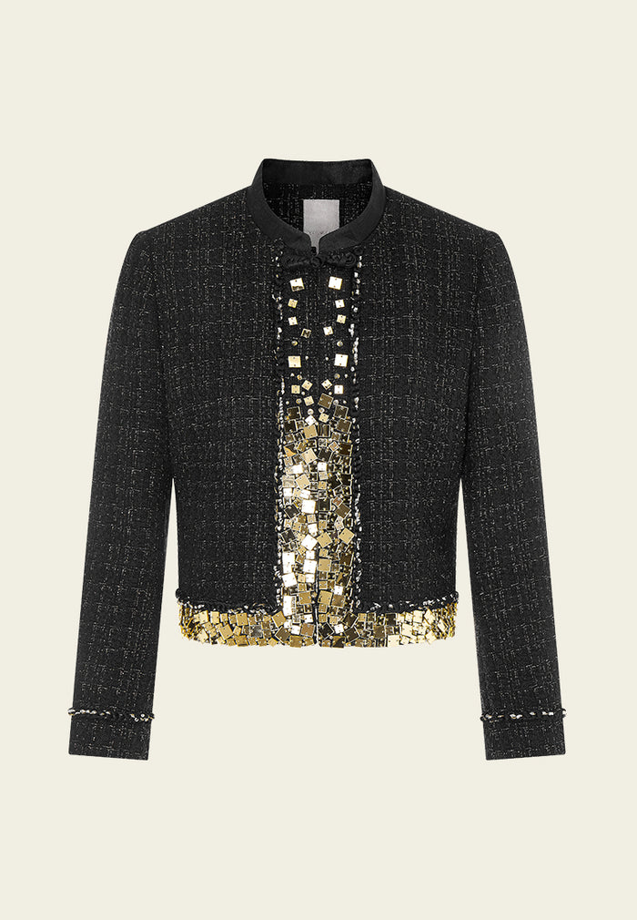 Prestige Chinese Button Square-sequin Stand Collar Jacket