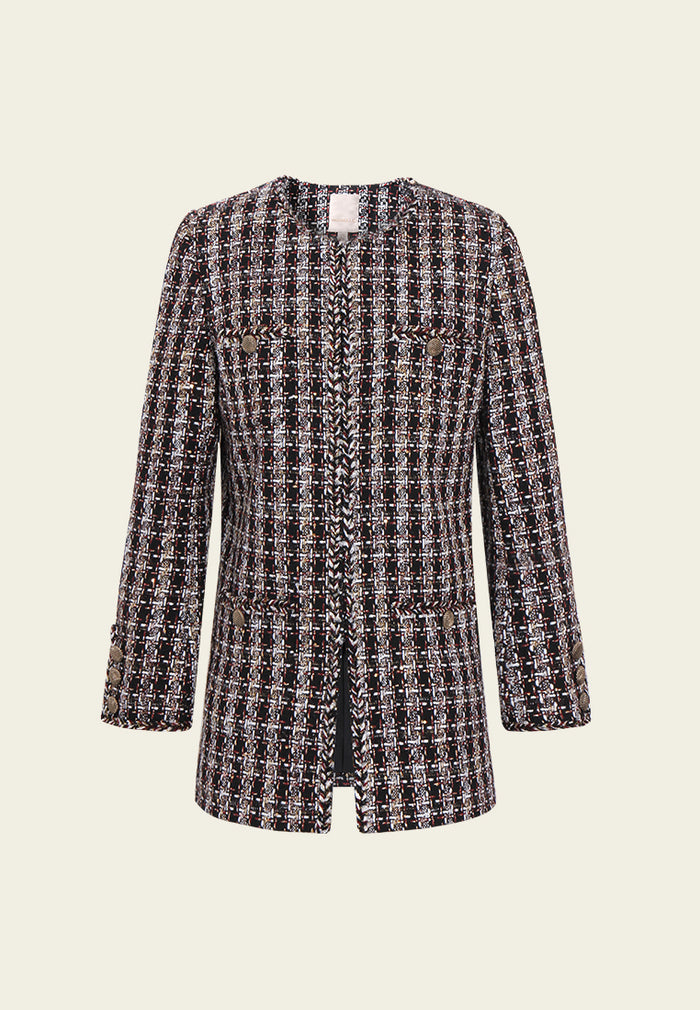 Checked Welt-pocket Tweed Coat