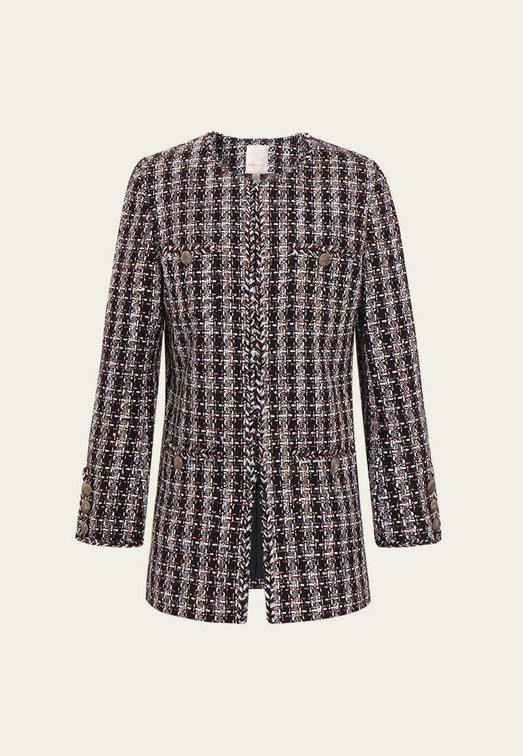 Checked Welt-pocket Tweed Coat
