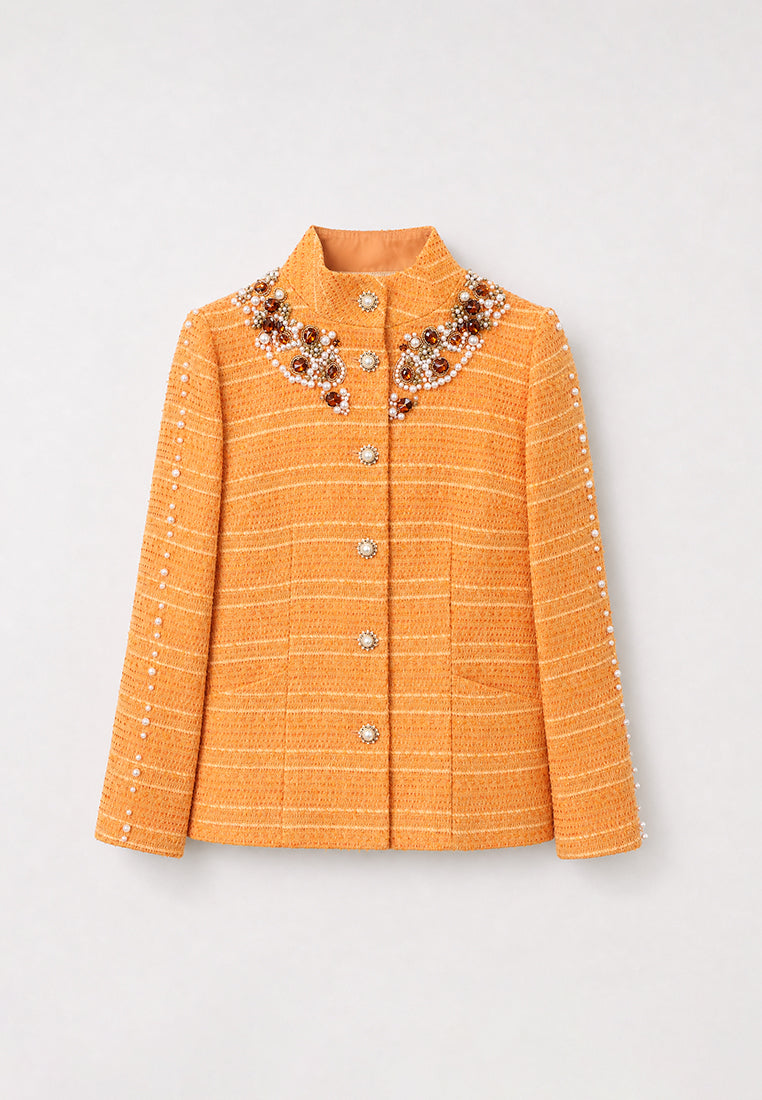 Orange Tweed Perle Bijou Jacket