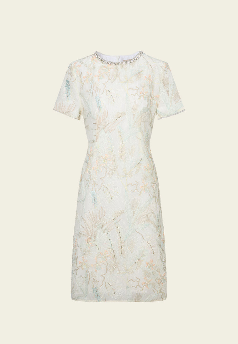 Embellished Floral-embroidery Cheongsam