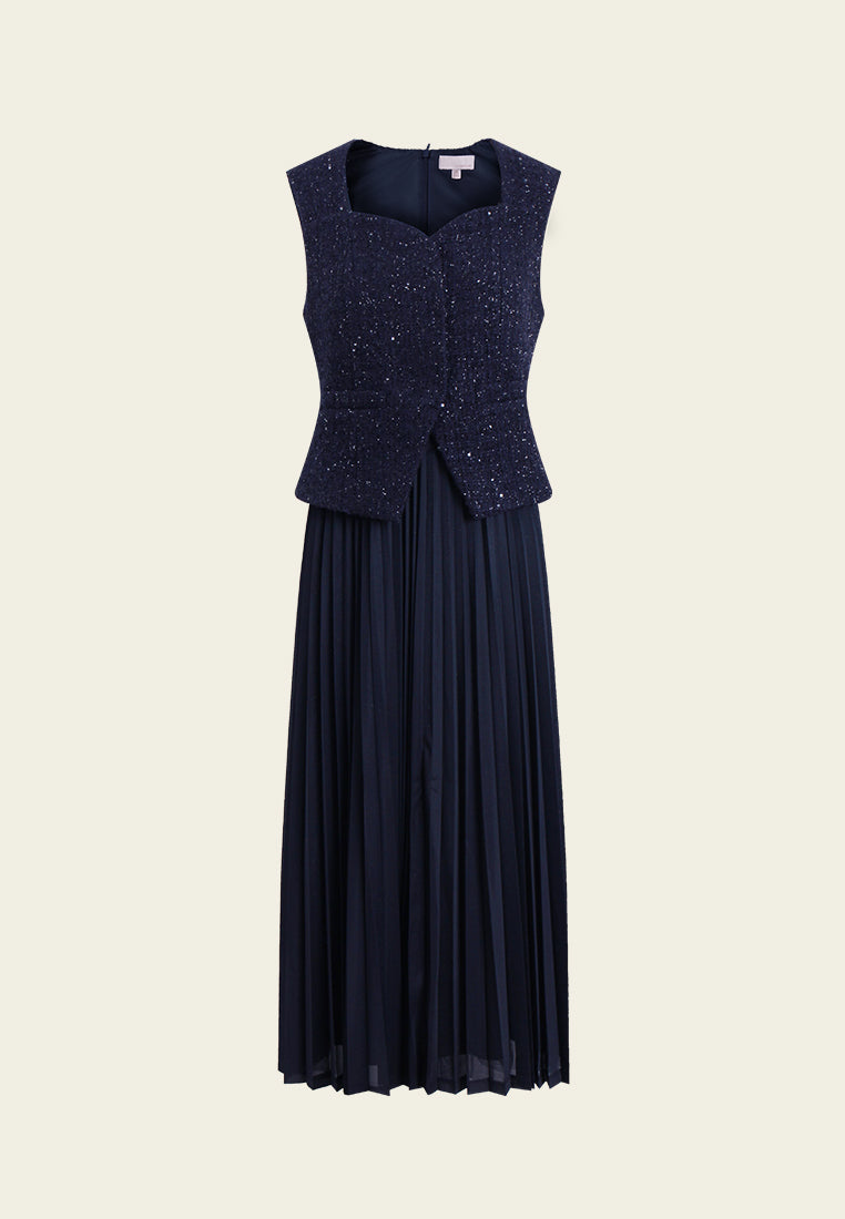 Lurex Tweed Scallop-Hem Dress